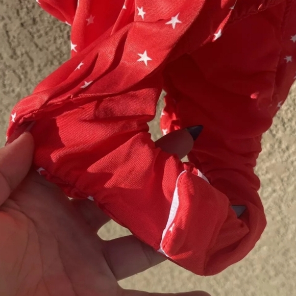 Zara Womens Satin Star Print Red White Stars Lace Up Snap Bottom Bodysuit Size M - Picture 10 of 13